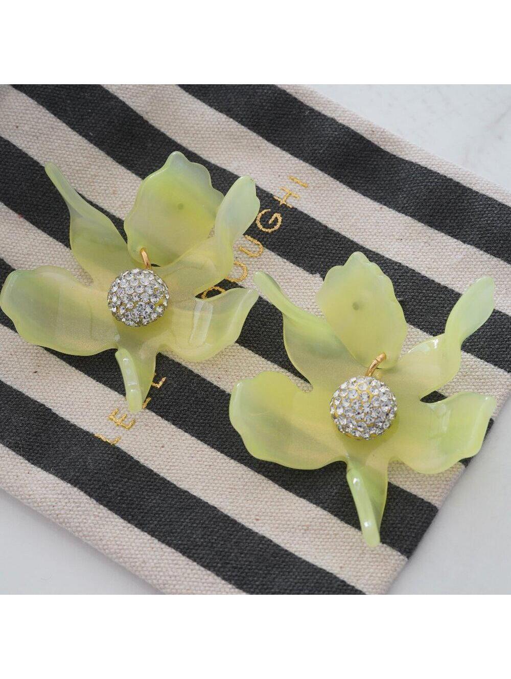 Lele Sadoughi Small Crystal Lily Earrings Neon Lemon